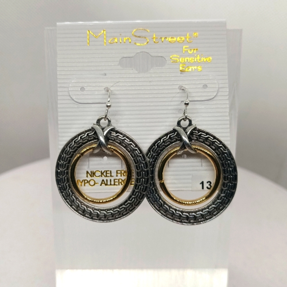 MainStreet Dual-Tone Hoop Earrings